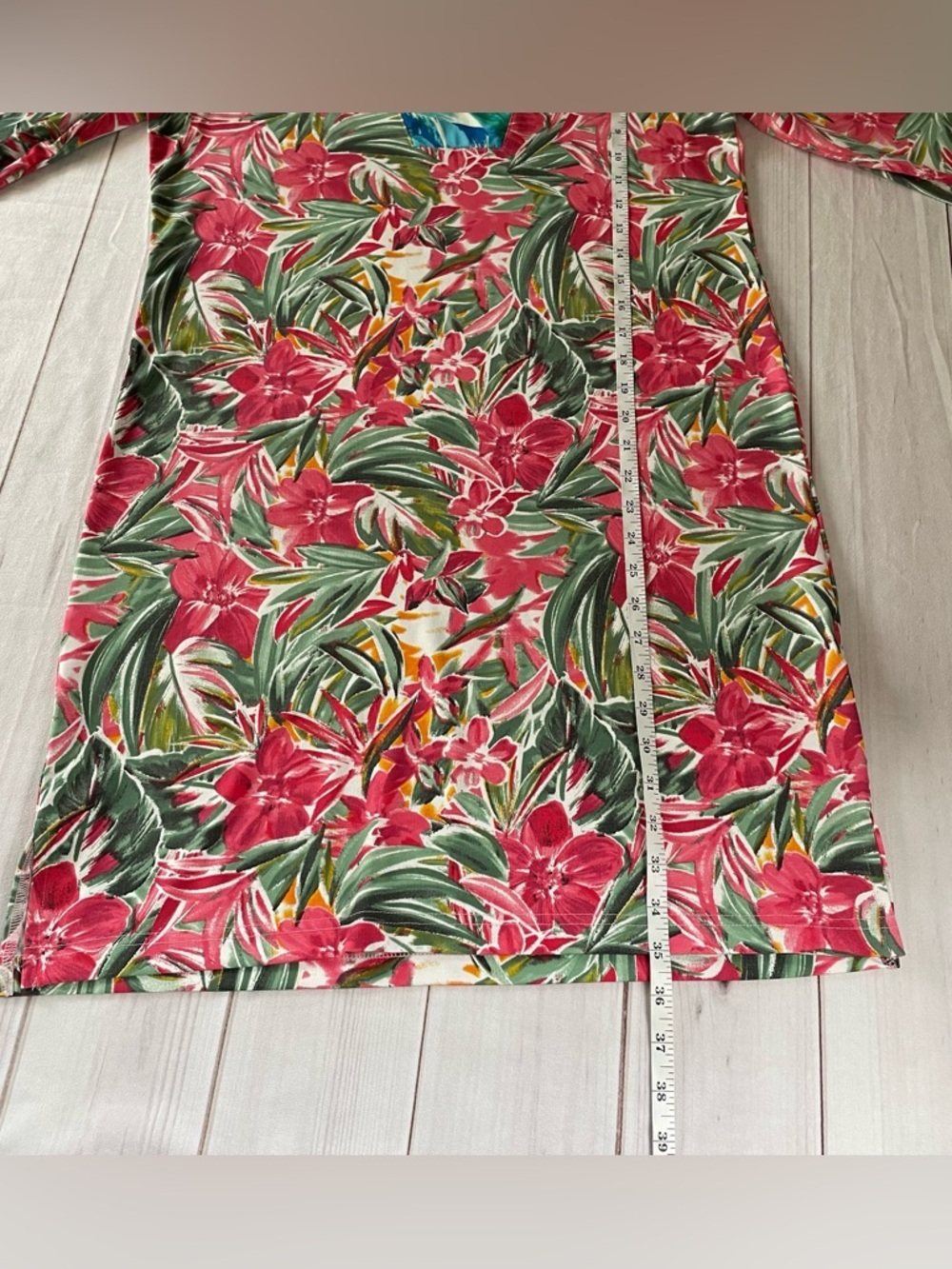 Caribbean Joe Relaxed Floral Dress Womens M Colorful 3/4 Sleeve Pull on Tropical - Picture 13 of 15